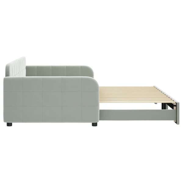 vidaXL Dagbädd utdragbar ljusgrå 100x200 cm sammet