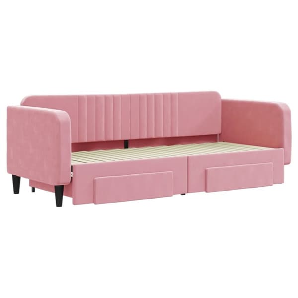 vidaXL daybed med udtræk og skuffer 80x200 cm velour lyserød