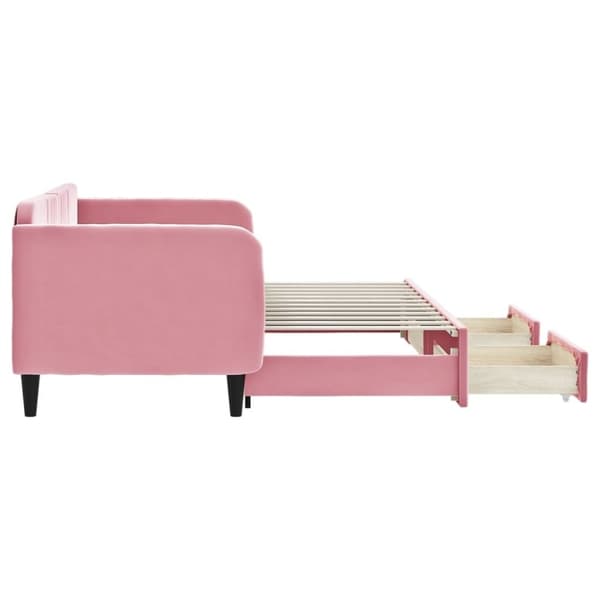 vidaXL daybed med udtræk og skuffer 80x200 cm velour lyserød