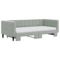 Miniatyrbillede 3 af 11: vidaXL daybed med udtræk og madras 90x190 cm velour lysegrå