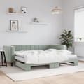 Miniatyrbillede 2 af 11: vidaXL daybed med udtræk og madras 90x190 cm velour lysegrå