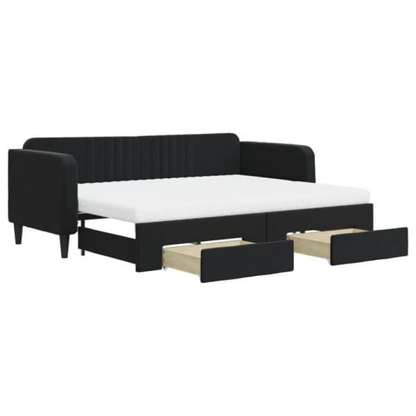 vidaXL daybed med udtræk og skuffer 80x200 cm velour sort
