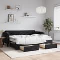 Miniatyrbillede 1 af 11: vidaXL daybed med udtræk og skuffer 80x200 cm velour sort