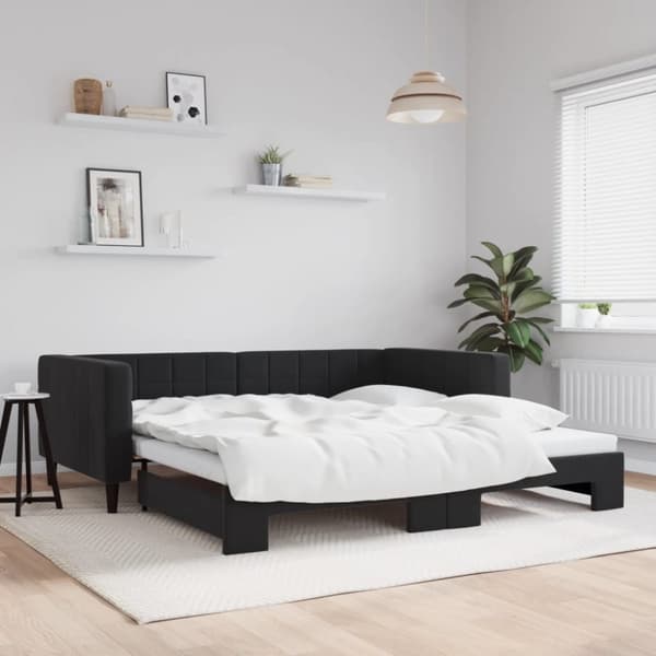 vidaXL daybed med udtræk 100x200 cm velour sort