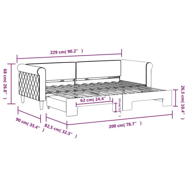 vidaXL daybed med udtræk 80x200 cm velour lyserød