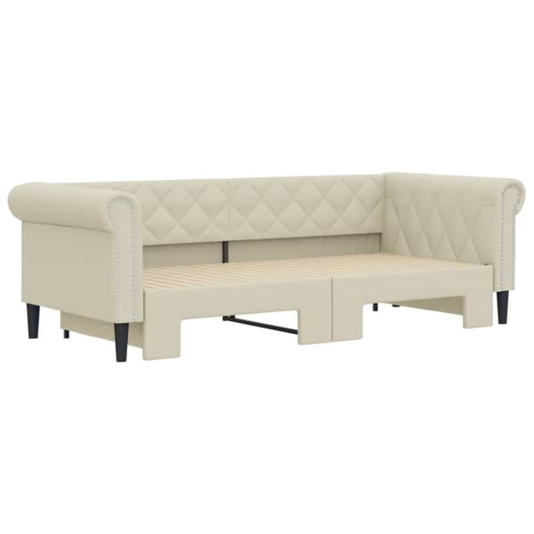 vidaXL daybed med udtræk 90x200 cm kunstlæder cremefarvet