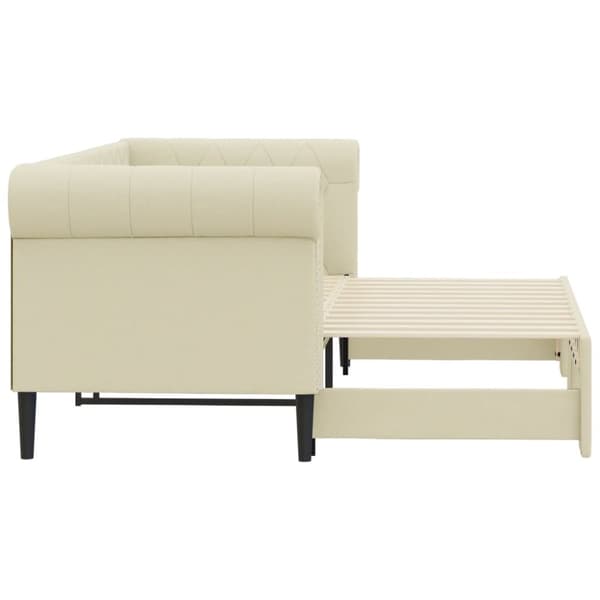 vidaXL daybed med udtræk 90x200 cm kunstlæder cremefarvet