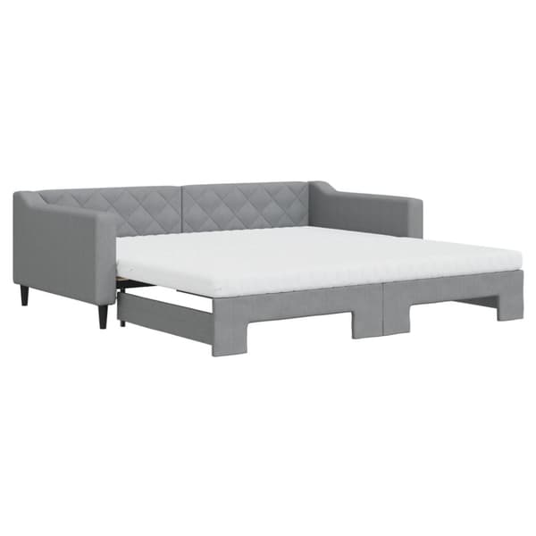 vidaXL daybed med udtræk og madras 100x200 cm stof lysegrå