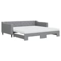 Miniatyrbillede 3 af 11: vidaXL daybed med udtræk og madras 100x200 cm stof lysegrå