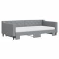 Miniatyrbillede 4 af 11: vidaXL daybed med udtræk og madras 100x200 cm stof lysegrå