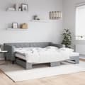 Miniatyrbillede 2 af 11: vidaXL daybed med udtræk og madras 100x200 cm stof lysegrå