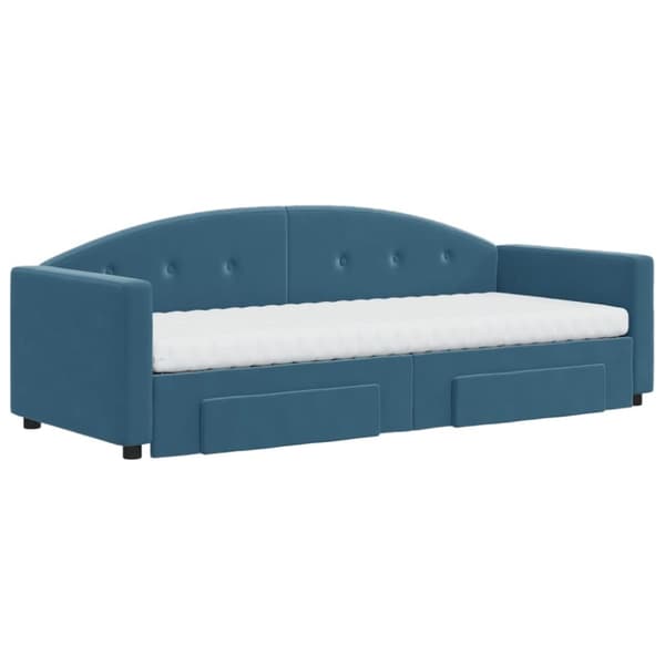 vidaXL daybed med udtræk og skuffer 80x200 cm stof blå