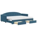 Miniatyrbillede 2 af 11: vidaXL daybed med udtræk og skuffer 80x200 cm stof blå