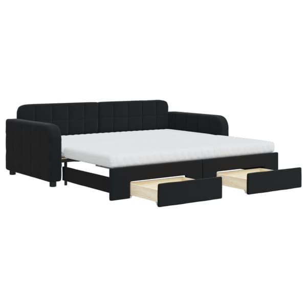 vidaXL daybed med udtræk og skuffer 90x190 cm velour sort