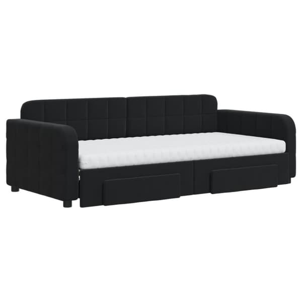 vidaXL daybed med udtræk og skuffer 90x190 cm velour sort