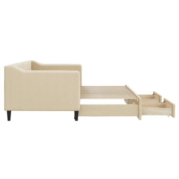 vidaXL daybed med udtræk og skuffer 80x200 cm stof cremefarvet
