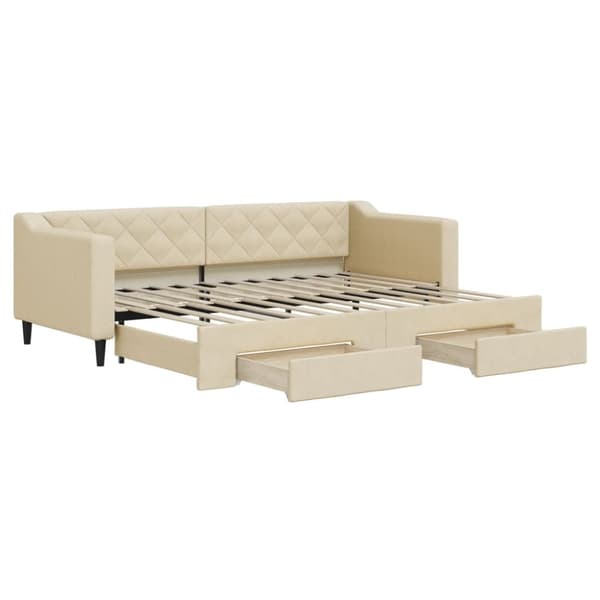 vidaXL daybed med udtræk og skuffer 80x200 cm stof cremefarvet