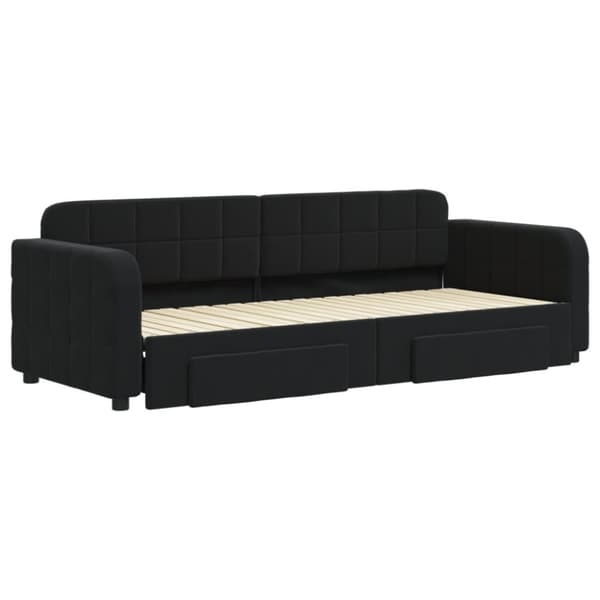 vidaXL daybed med udtræk og skuffer 80x200 cm velour sort