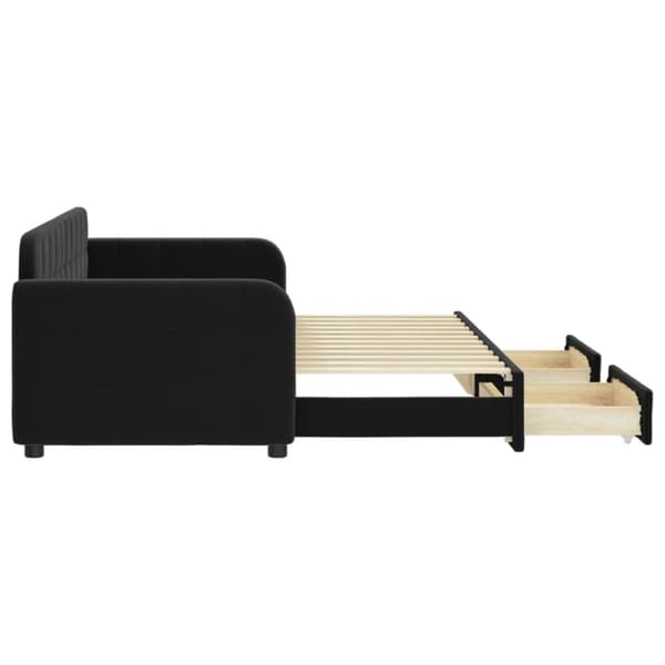vidaXL daybed med udtræk og skuffer 80x200 cm velour sort