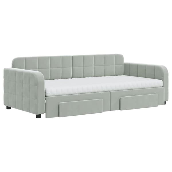 vidaXL daybed med udtræk og skuffer 90x190 cm velour lysegrå