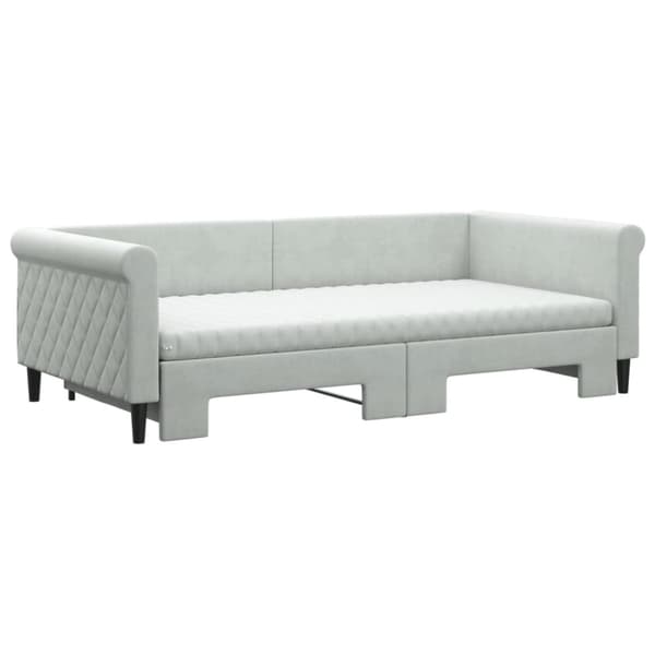 vidaXL daybed med udtræk og madras 100x200 cm velour lysegrå