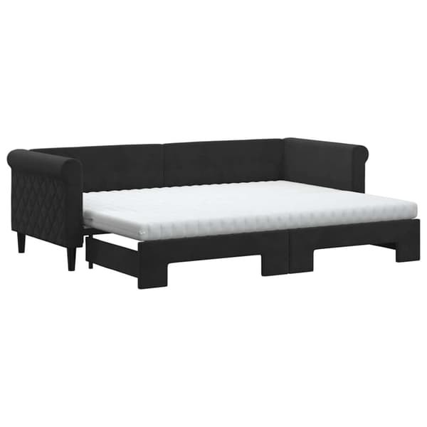 vidaXL daybed med udtræk og madras 80x200 cm velour sort