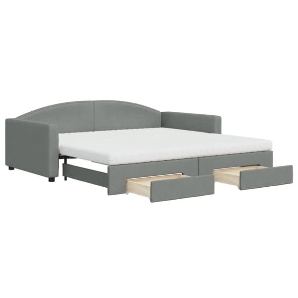 vidaXL daybed med udtræk og skuffer 100x200 cm stof mørkegrå