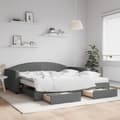 Miniatyrbillede 1 af 11: vidaXL daybed med udtræk og skuffer 100x200 cm stof mørkegrå