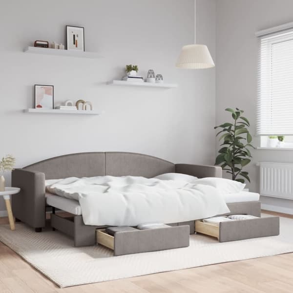 vidaXL daybed med udtræk og skuffer 80x200 cm stof gråbrun