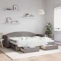 Miniatyrbillede 2 af 11: vidaXL daybed med udtræk og skuffer 80x200 cm stof gråbrun