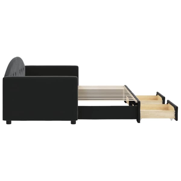 vidaXL daybed med udtræk og skuffer 80x200 cm velour sort