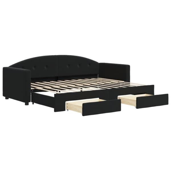 vidaXL daybed med udtræk og skuffer 80x200 cm velour sort
