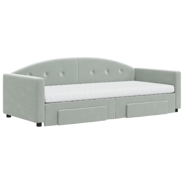 vidaXL daybed med udtræk og skuffer 90x200 cm velour lysegrå