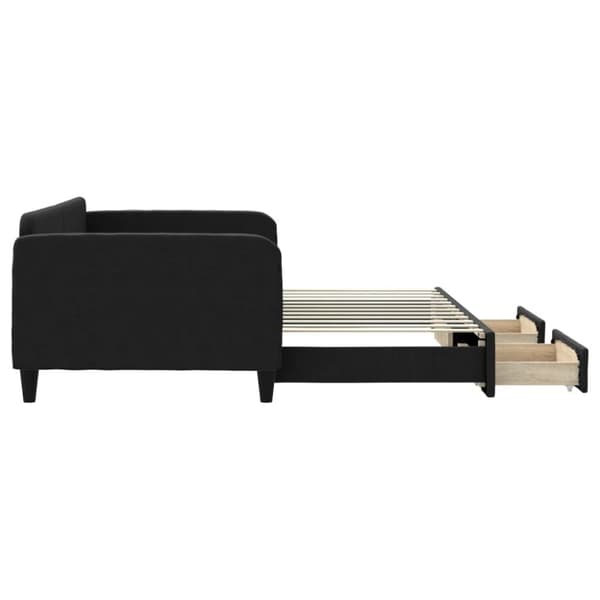 vidaXL daybed med udtræk og skuffer 100x200 cm stof sort