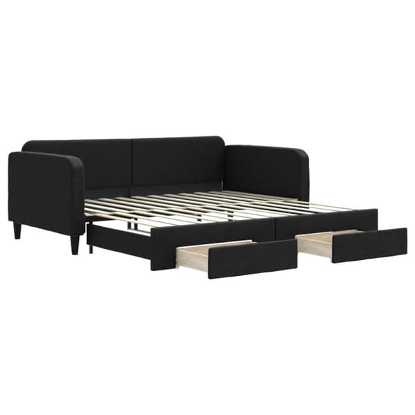 vidaXL daybed med udtræk og skuffer 100x200 cm stof sort
