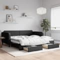 Miniatyrbillede 1 af 11: vidaXL daybed med udtræk og skuffer 100x200 cm stof sort