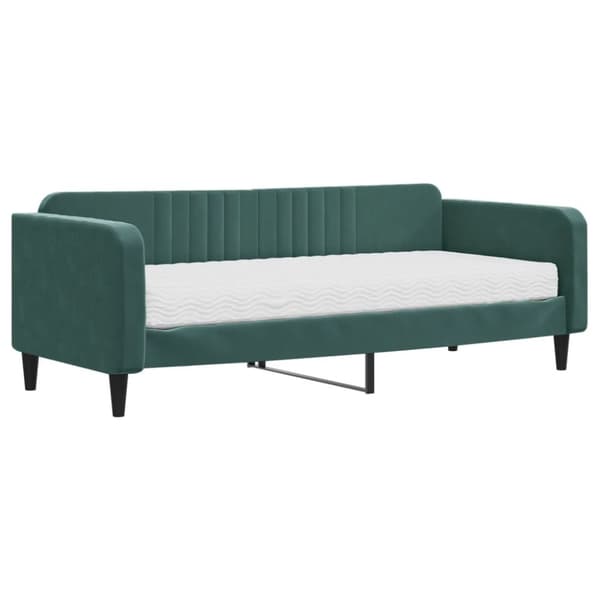vidaXL daybed med madras 90x200 cm velour mørkegrøn