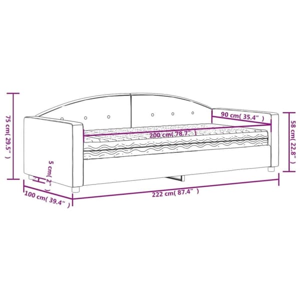vidaXL daybed med madras 90x200 cm velour pink