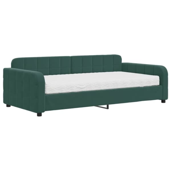 vidaXL daybed med madras 100x200 cm velour mørkegrøn
