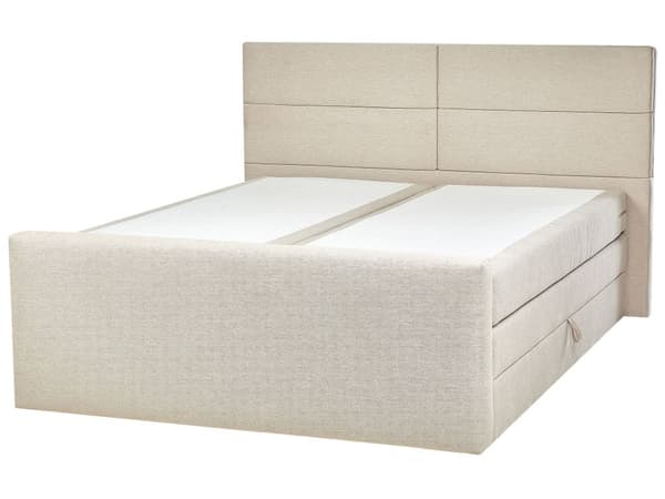 Dobbeltseng med oppbevaring 180 x 200 cm Beige møbeltrekk med fjærmadrass Elegant