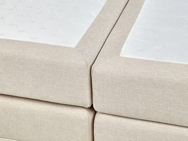 Dobbeltseng med oppbevaring 180 x 200 cm Beige møbeltrekk med fjærmadrass Elegant
