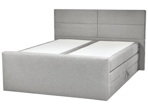 Dobbeltseng med oppbevaring 180 x 200 cm Grått møbeltrekk med fjærmadrass Elegant