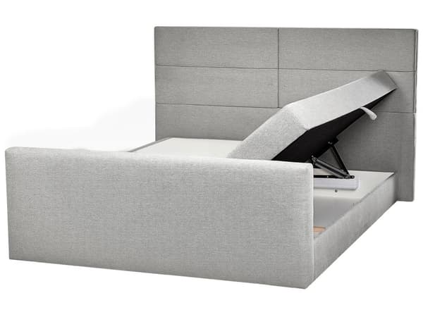 Dobbeltseng med oppbevaring 180 x 200 cm Grått møbeltrekk med fjærmadrass Elegant