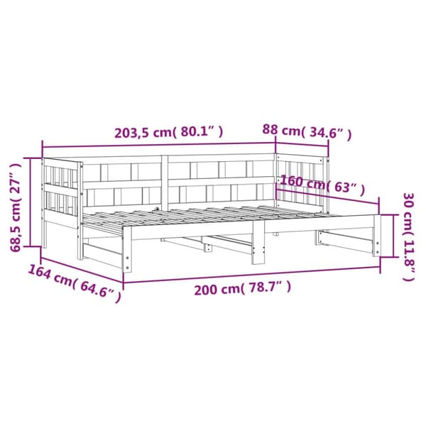 vidaXL daybed med udtræk 80x200 cm massivt fyrretræ hvid