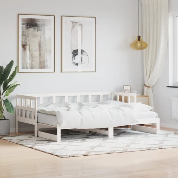vidaXL daybed med udtræk 80x200 cm massivt fyrretræ hvid