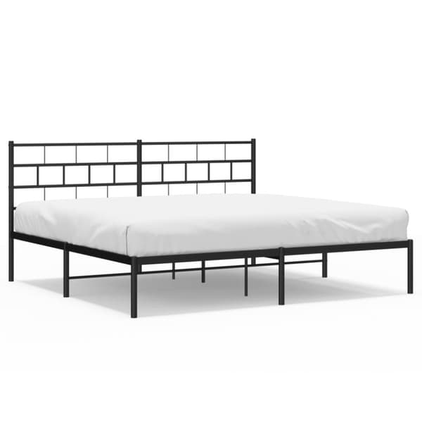 vidaXL Sengeramme i metall med sengegavl svart 180x200 cm