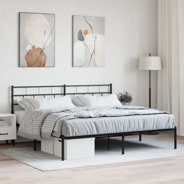vidaXL Metallinen sängynrunko päädyllä musta 180x200 cm