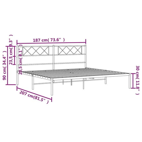 vidaXL Sengeramme i metall med sengegavl svart 180x200 cm
