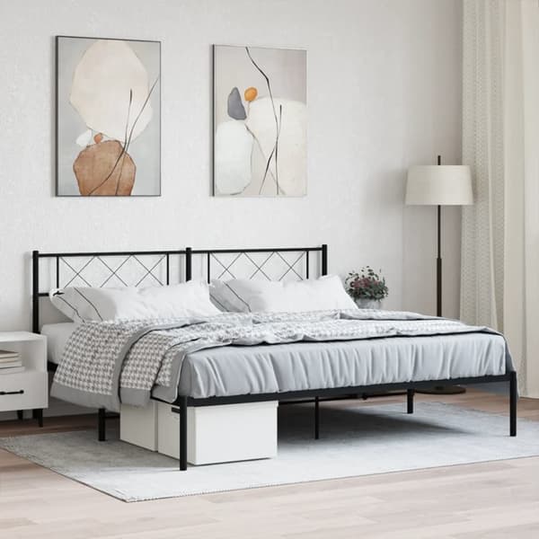 vidaXL Sengeramme i metall med sengegavl svart 180x200 cm