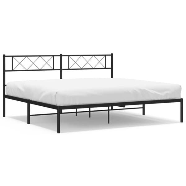 vidaXL Sengeramme i metall med sengegavl svart 180x200 cm
